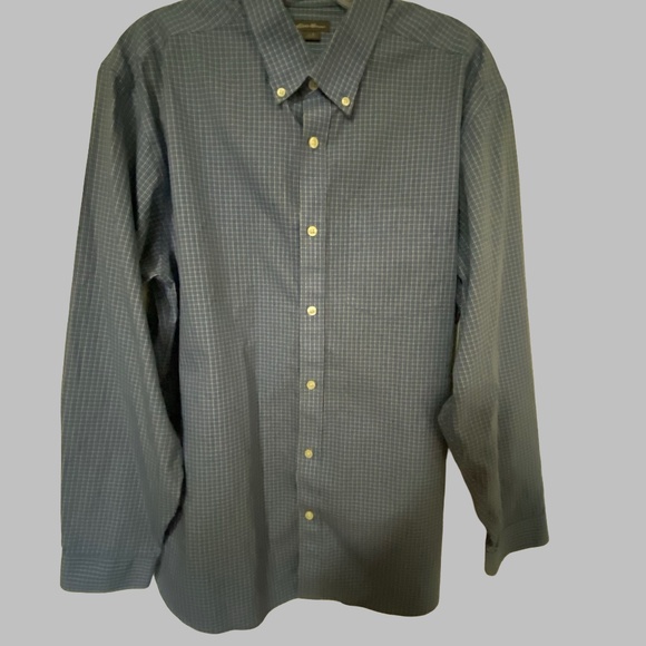 Eddie Bauer Mens Blue Cotton Lightweight Wrinkle Free Relaxed Fit Shirt- Sz-L - Picture 15 of 15
